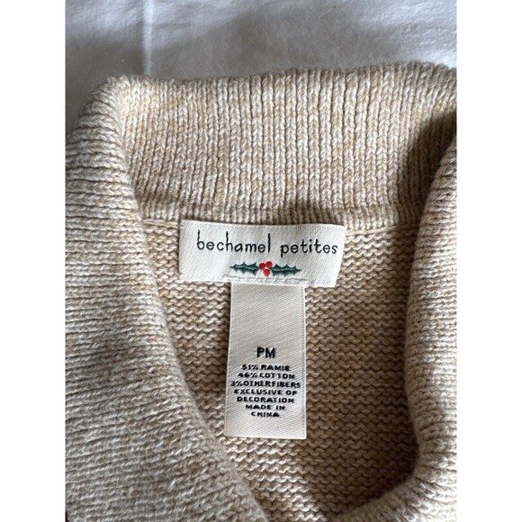 Bechamel Petites PM Christmas Sweater Vest Patchwork Snowman Holiday Retro - Picture 4 of 7